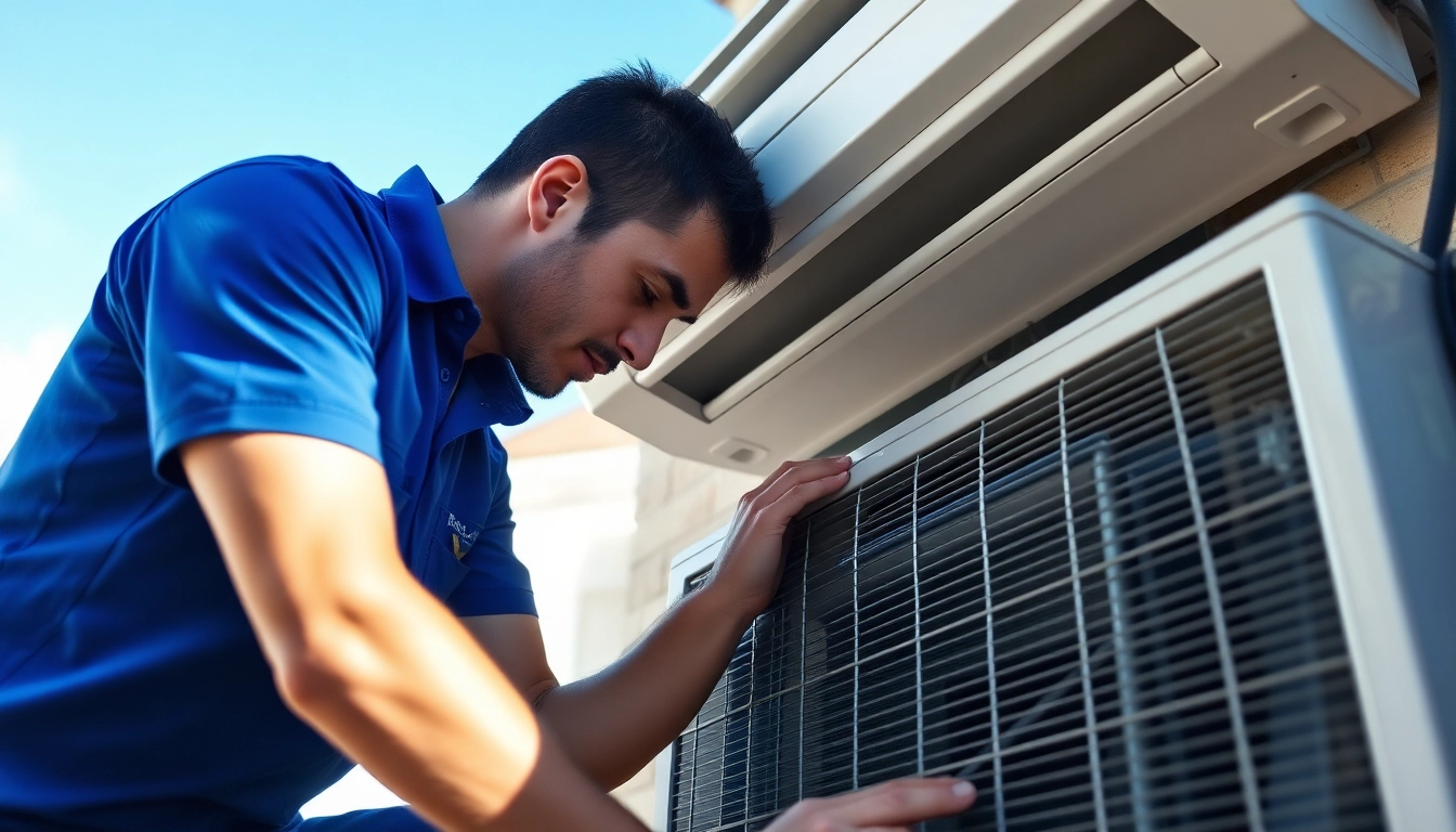 Efficient ac repair in Mesa AZ by a professional technician under bright natural lighting.
